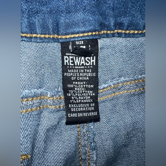 Rewash Brand Ultra Stretch Classic Rise Denim Jeans Sequin Patches Sz 17/33 - Picture 9 of 11